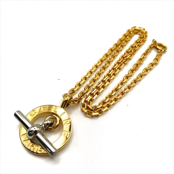 Celine Circle Logo Necklace Gold