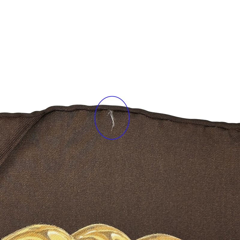 Chanel Scarf Women's Brand Cambon Coco Mark Silk Brown Yellow Chain Gold Dark