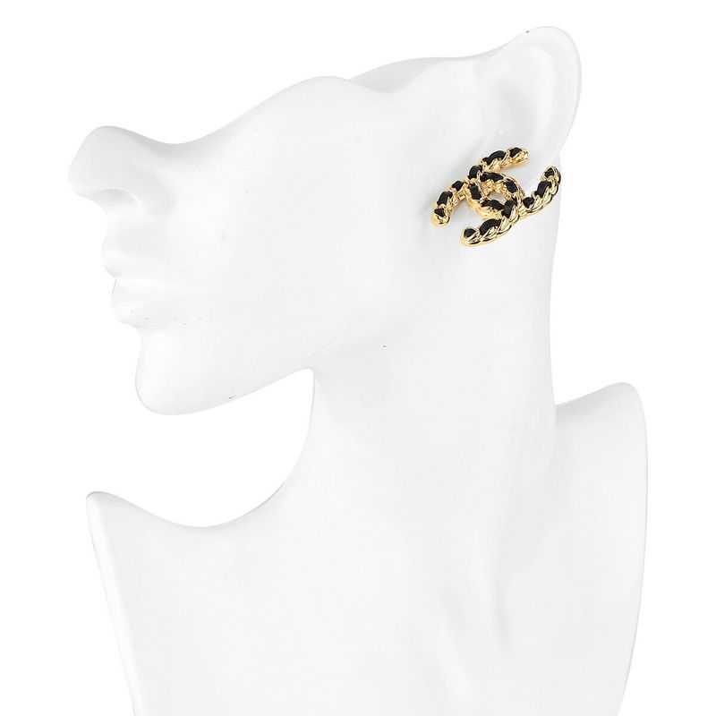 Chanel Earrings Logo Earrings Gold/black