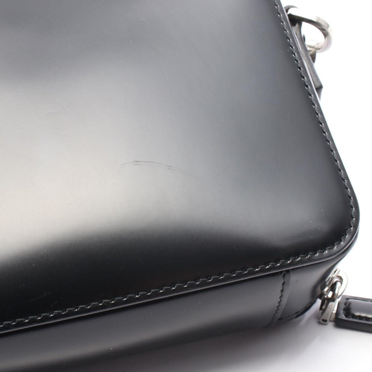 Prada Shoulder Bag Black Leather Triangle Logo — view 5