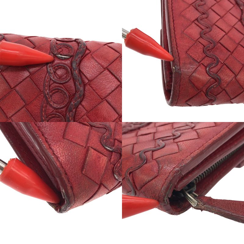 Bottega Veneta Intrecciato Leather Wallet Long Unisex Bordeaux Men's