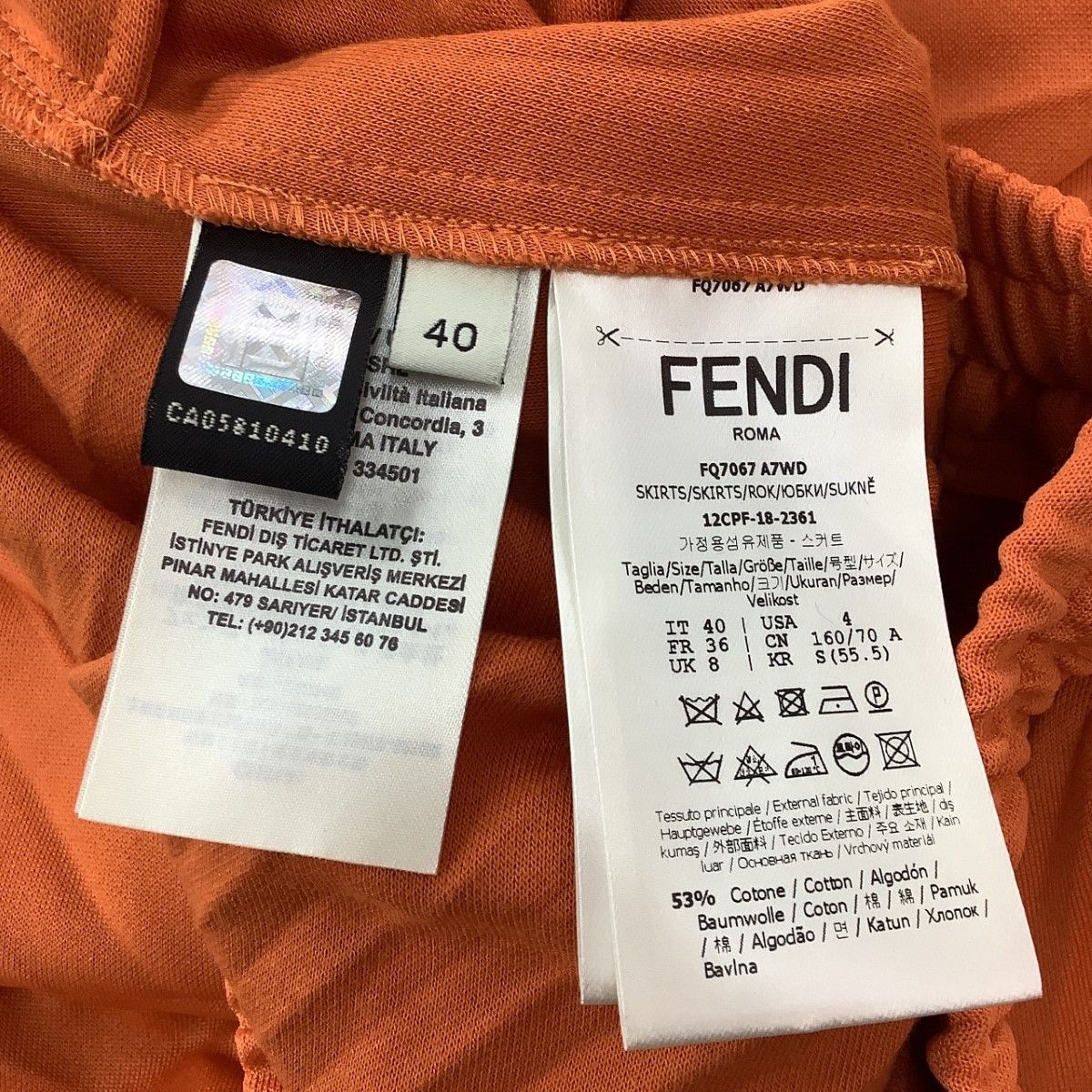 Fendi Women's Pleated Skirt Size 40 Orange