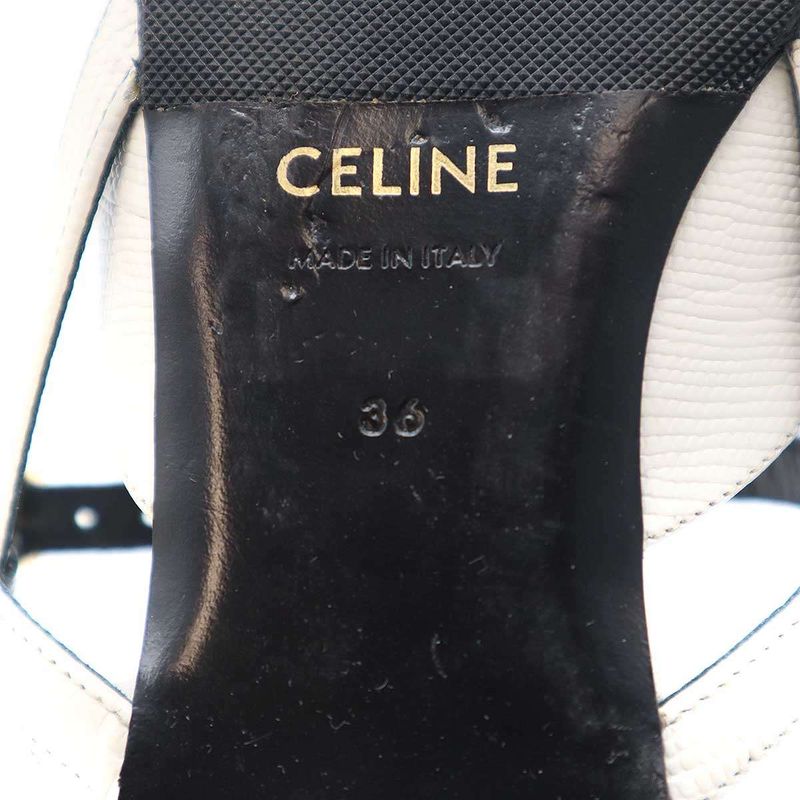 Celine Embossed Strap Mule Sandals White 36 Rm1119