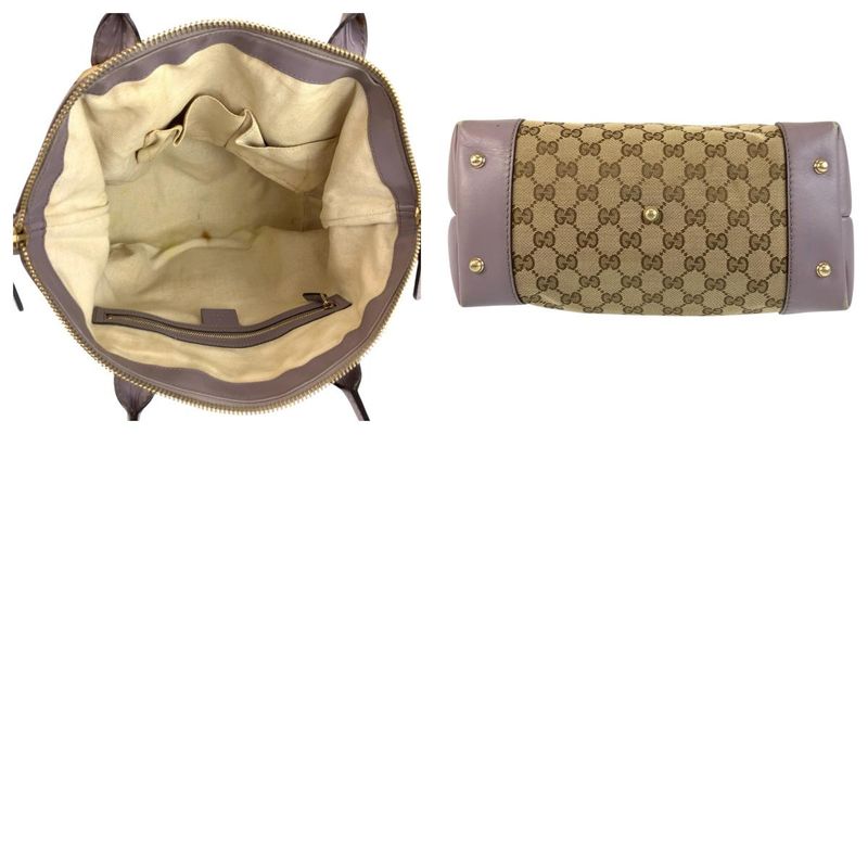 Gucci Bamboo Heart Beige Purple GG Canvas 269957 Tote Bag Shoulder Bag 2way