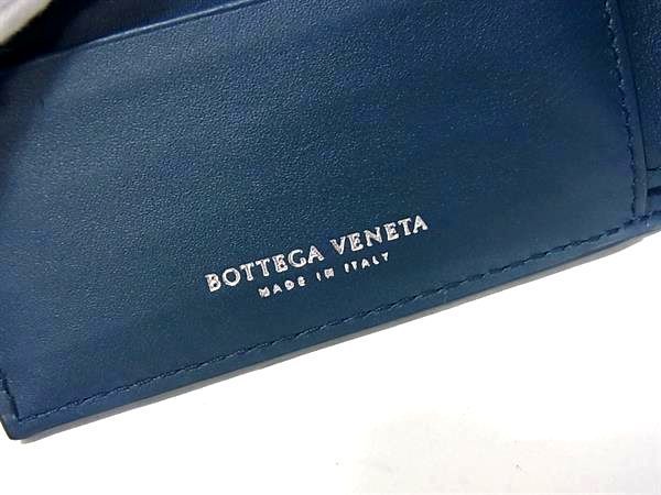 Bottega Veneta Intrecciato Leather Bifold Wallet Men's Blue Ay1108