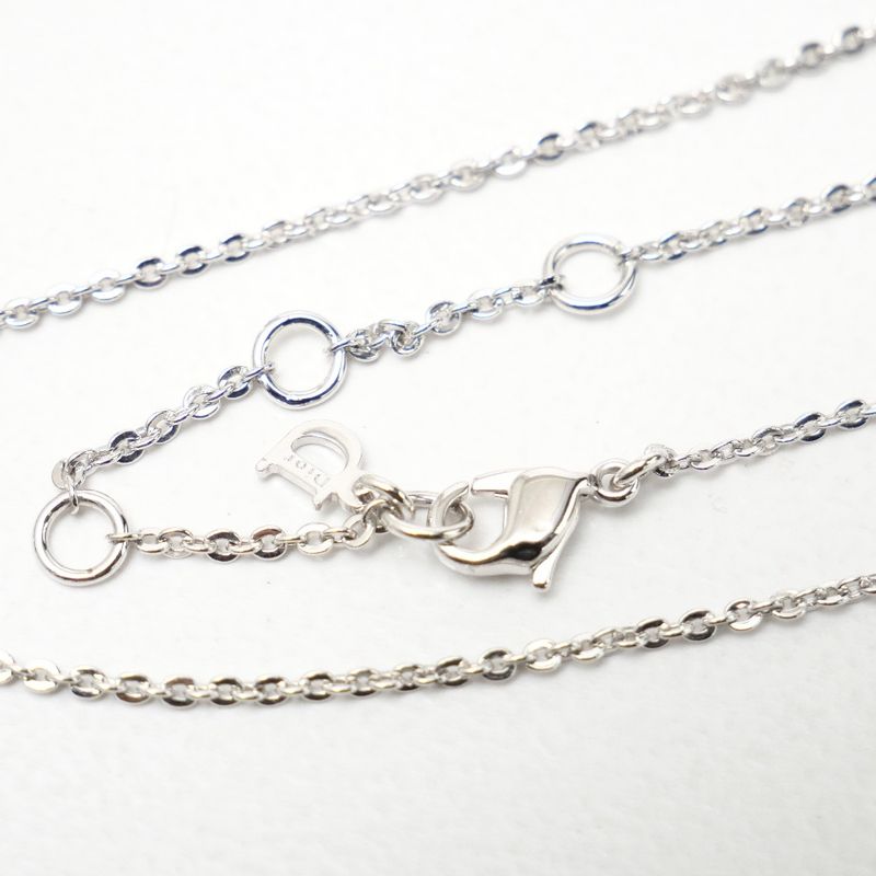 DIOR Necklace Crystal Rhinestone Logo Silver 20250901 Ra5899