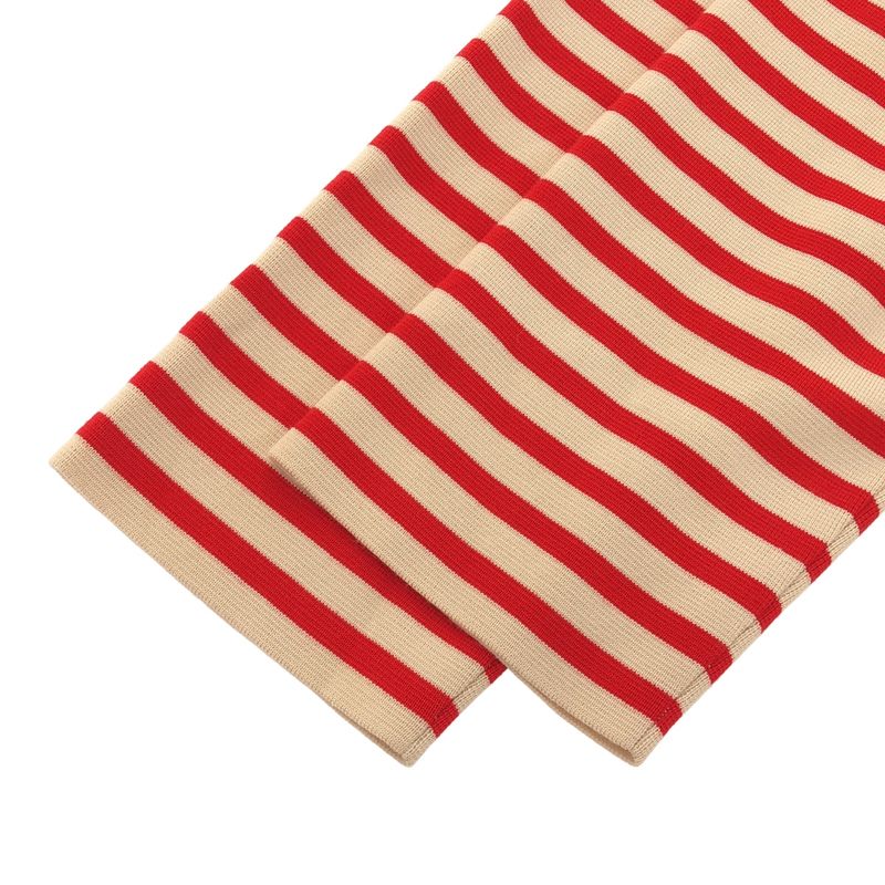 Gucci GG Metal Button Half Sleeve Striped Knit Sweater 572594 Red and Ivory M