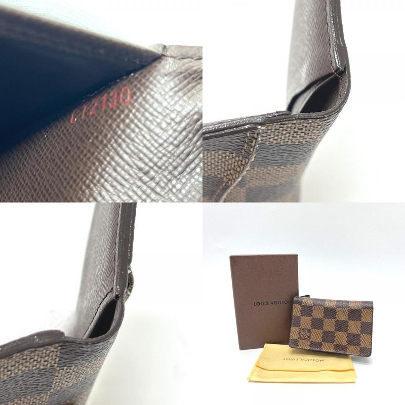 Louis Vuitton Card Case Organizer De Poche M60502 Damier Canvas Ebène Brown