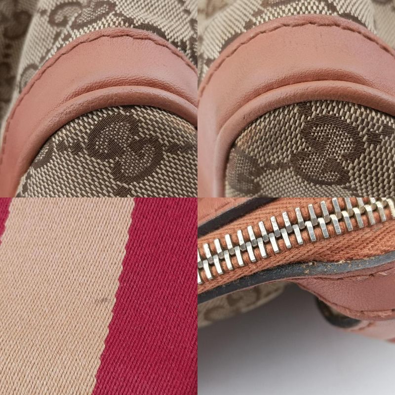 Guccisherry Line Beige And Red And Orange Canvas And Leather 247205 Unknown