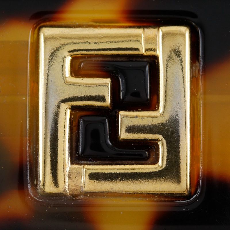 Fendi Fflogo Leopard Print Synthetic Resin Gold Women's Barrette