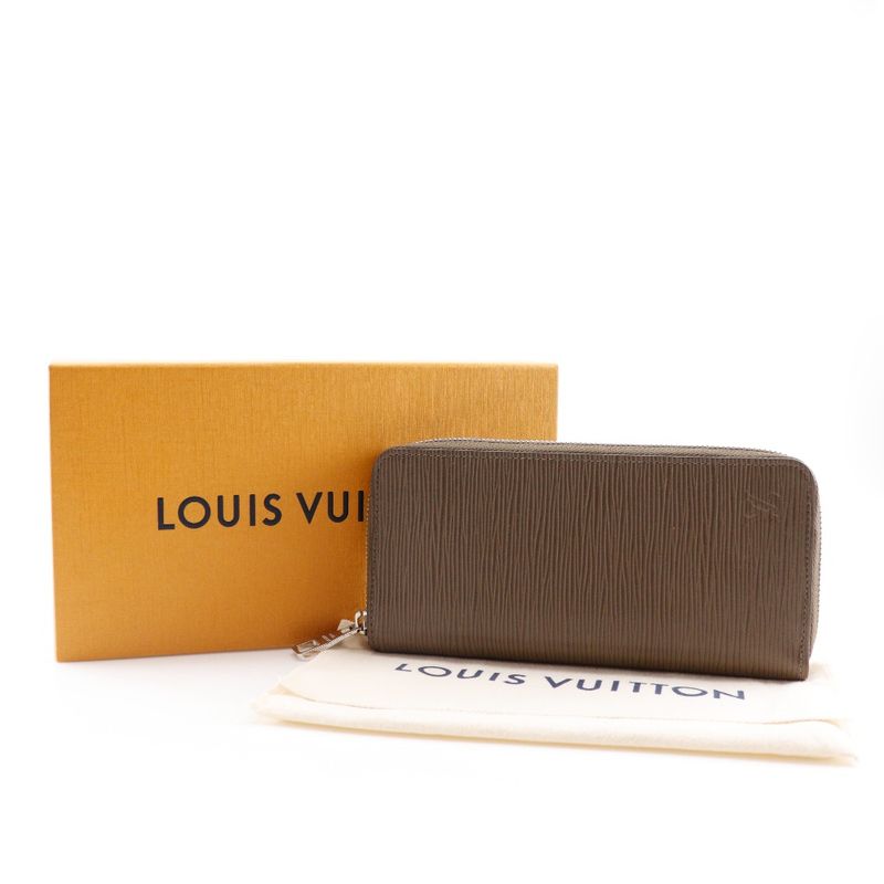 Louis Vuitton Zippy Wallet Vertical M60967 Epi Leather Taupe Brown Ca1165