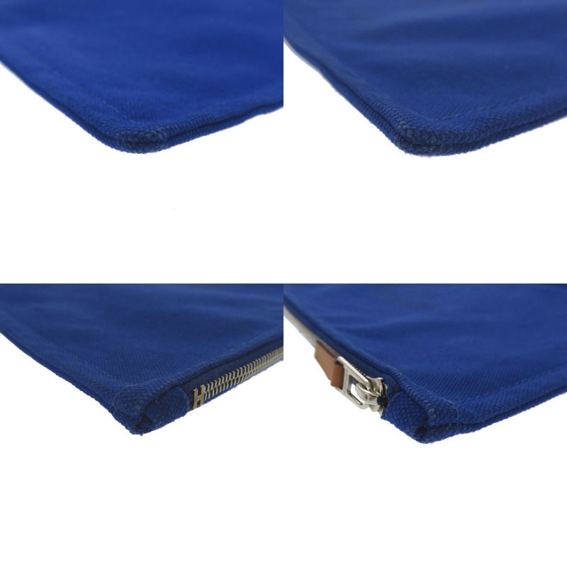 Hermes Flat Pouch MM Canvas Blue Pouch 0275 Hermes