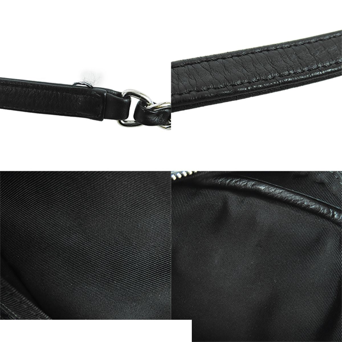 Chanel Chain Shoulder Bag Black Silver Lambskin Chevron Stitch Fringe — view 8