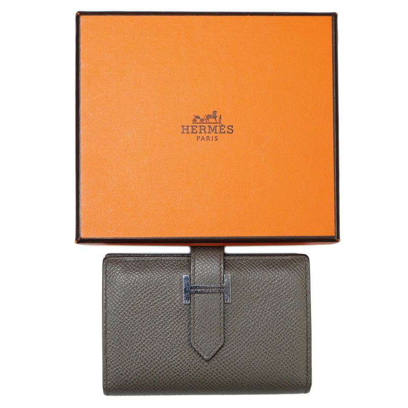 Hermes Bearn Mini Compact Wallet Ethane Silver-hardware Epson Y