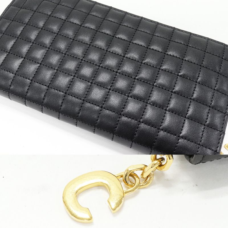 Celine Round Zipper Long Wallet With Change Pocket Ccharm Large Zipped Wallet