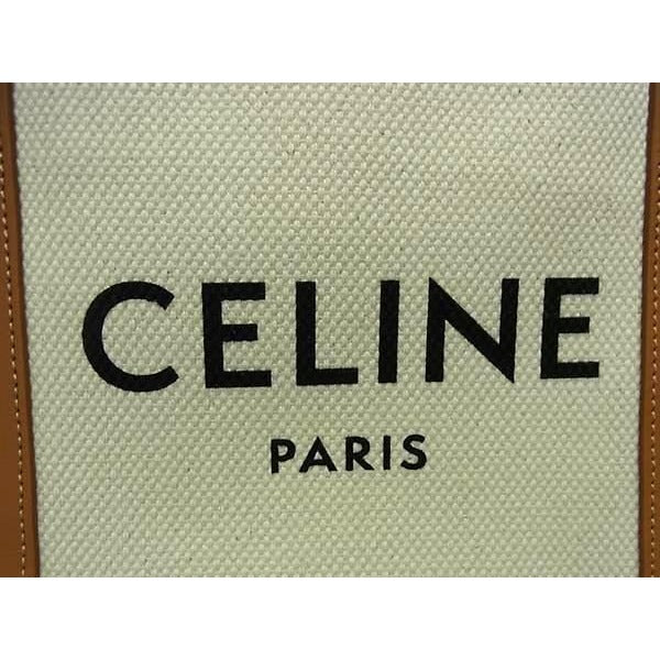 Celine Mini Vertical Cabas Canvas 2-Way Handbag Tote Shoulder Brown Bn5931 — view 9