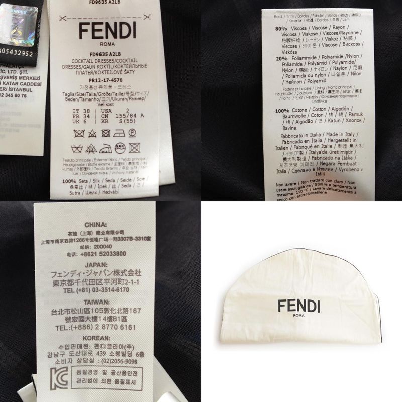 Fendi 17 Silk Mesh Sleeveless Layered Design 2WAY Dress Cami Dress Blue 38