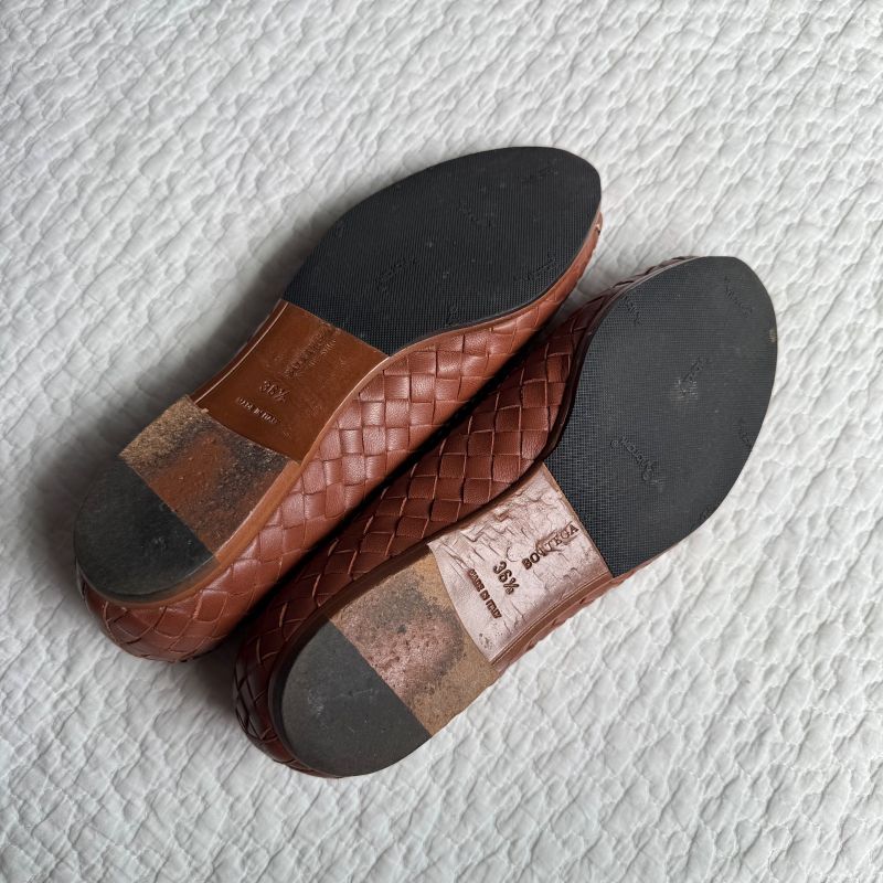 Bottega Veneta Flat Shoes Pumps Intrecciato Stitch Brown 36 1 2 23.5cm (9.25in)