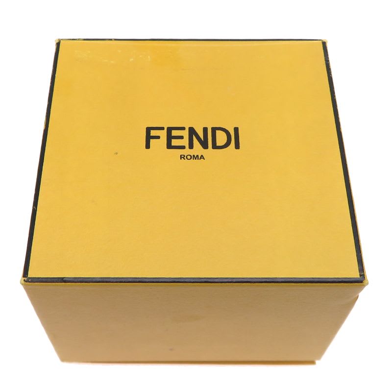 Fendi Intrecciato Stud Diamond Gold Ring