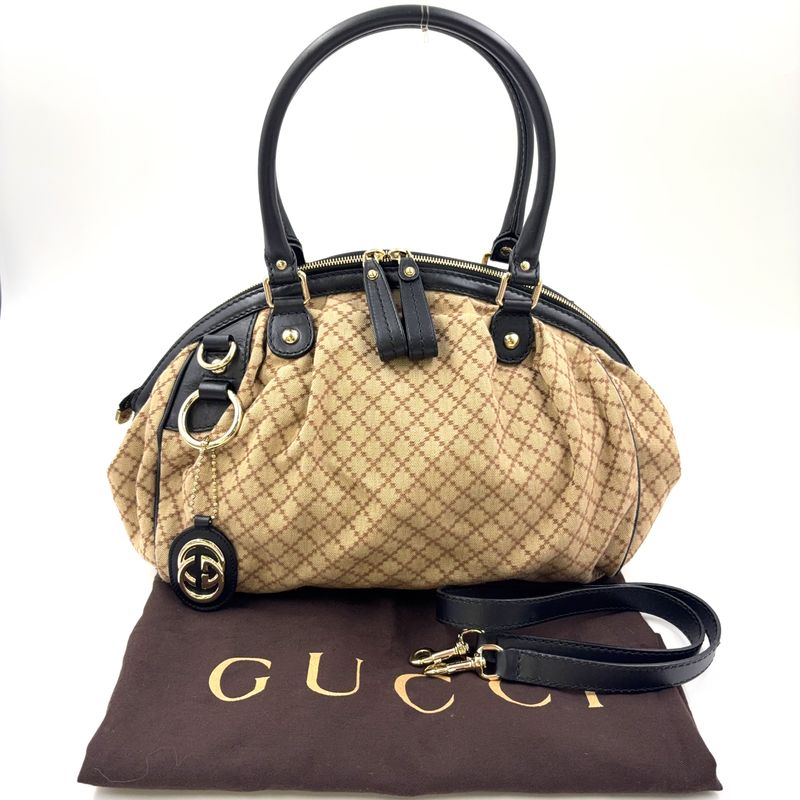 Gucci Sookie Guccissima Leather Brown Handbag Gold 223974