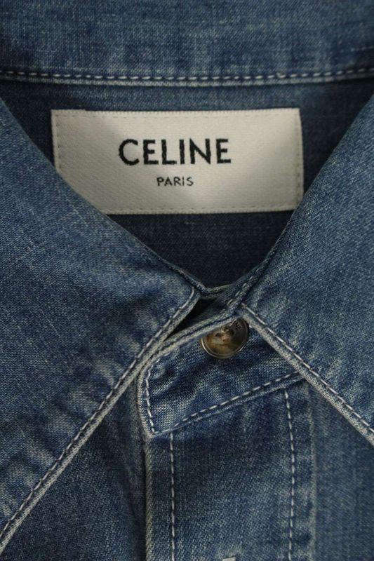 Celine 25AW Rc07k208i Cotton Denim Short Sleeve Shirt Men's L