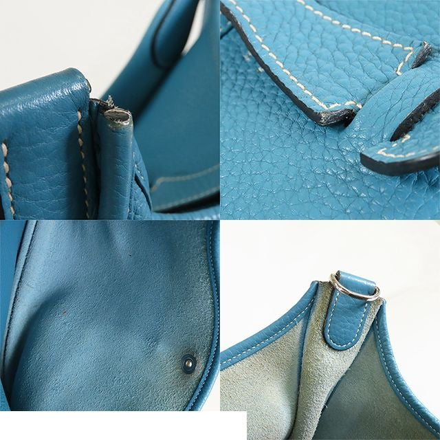 Hermes Evelyne 3 GM Blue Jean Silver Taurillon Shoulder Bag — view 8