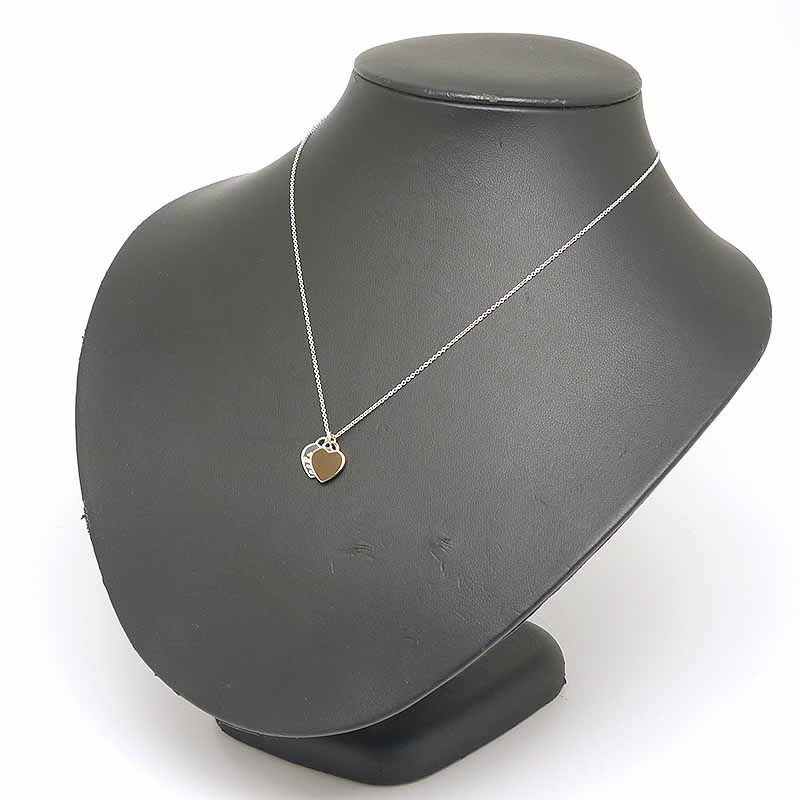 Tiffany & Co Return To Double Heart Necklace Silver 925 Rubedo Gold Metal