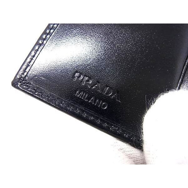 Prada Key Case Black Leather Silver Key Holder — view 4