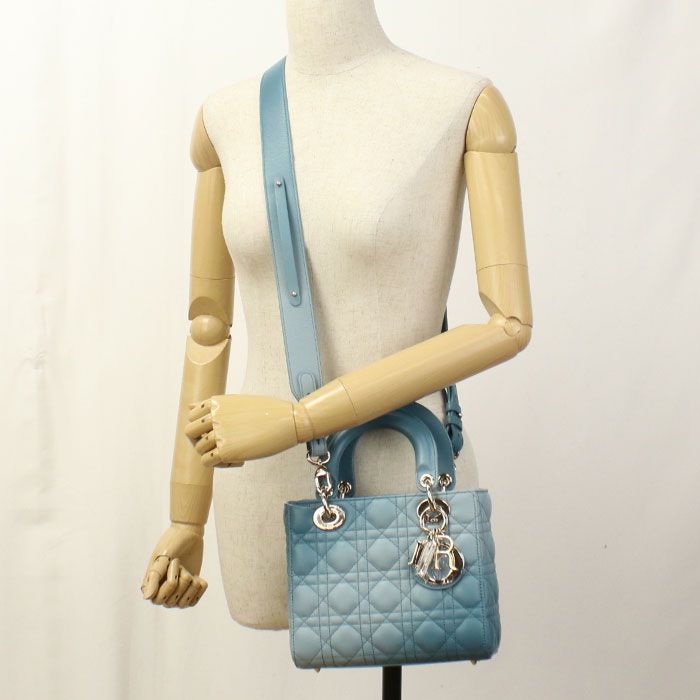 DIOR Bag Small 2WAY Lady Dior M0538 ONGE Handbag Lambskin Ladies