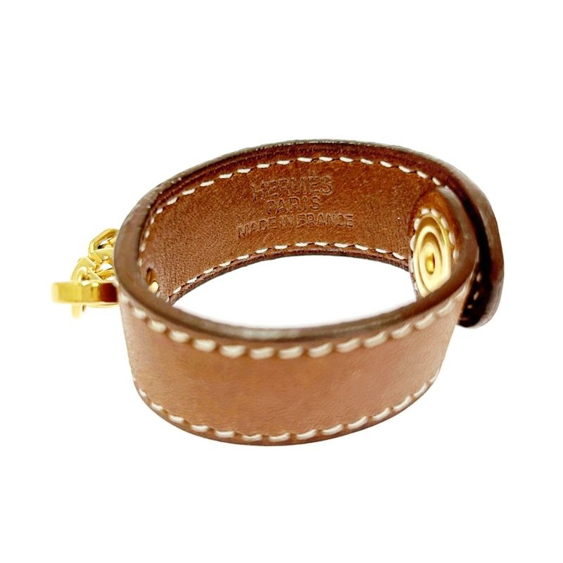 Hermes Leather Nomade Globe Holder Brown Gold Engraved H 397838