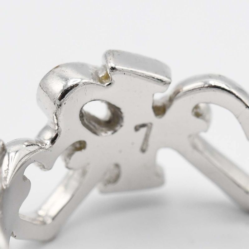 Christian DIOR Ring Rhinestone Heart Approx 13.5 Silver Color Accessories