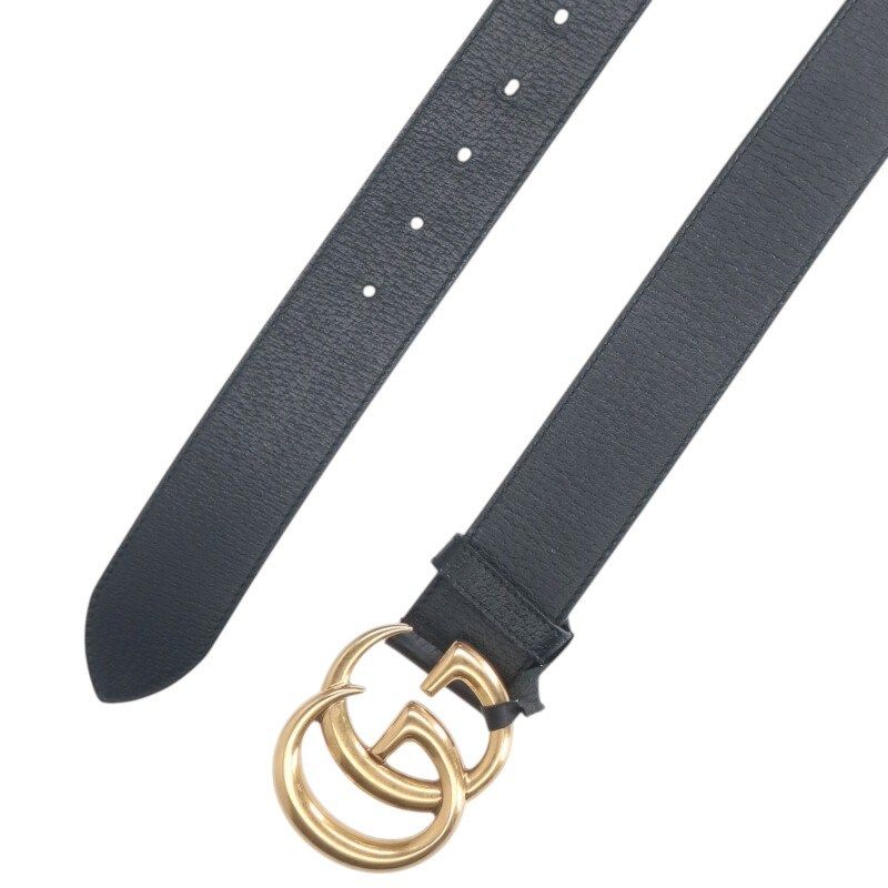 Gucci 406831 Double G Buckle Leather Belt Men's 80