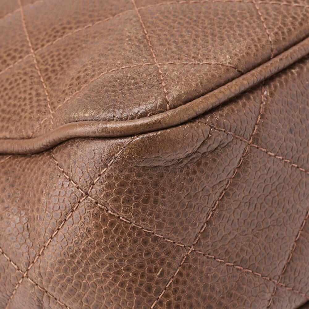 Chanel Chain Shoulder Matelasse Caviar Skin Brown Coco Mark Ball Charm Turnlock