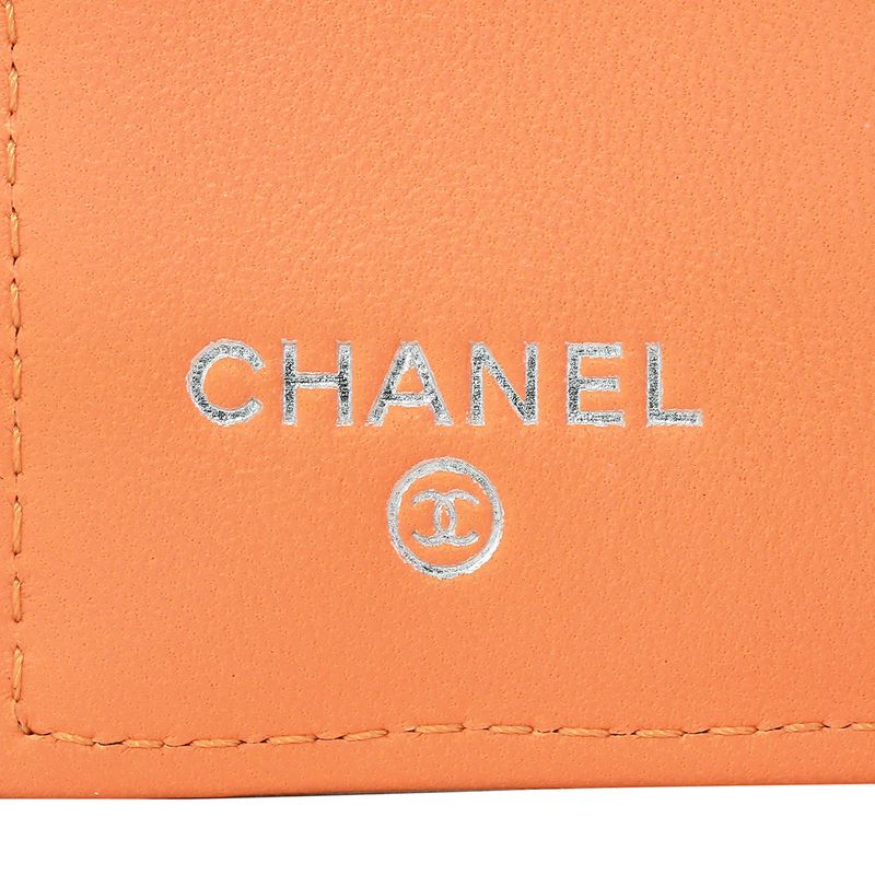 Chanel Petit Portefeuille A Rabat Orange Tri-fold Wallet