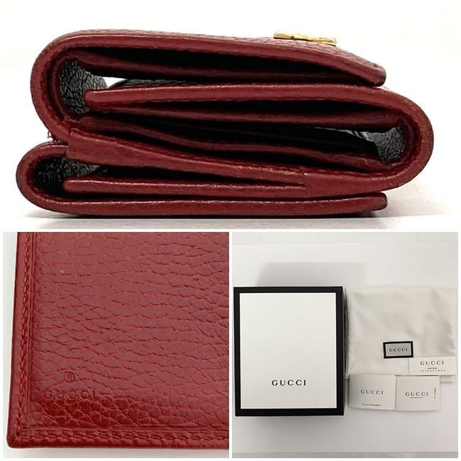 Gucci Trifold Wallet Ec21063 Red Marmont 474746