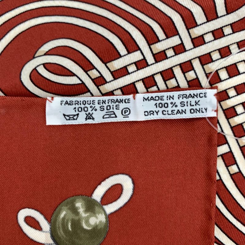 Grade Hermes Carre 90 Brandebourgs Brandenburg Decor Red And Yellow Scarf Silk