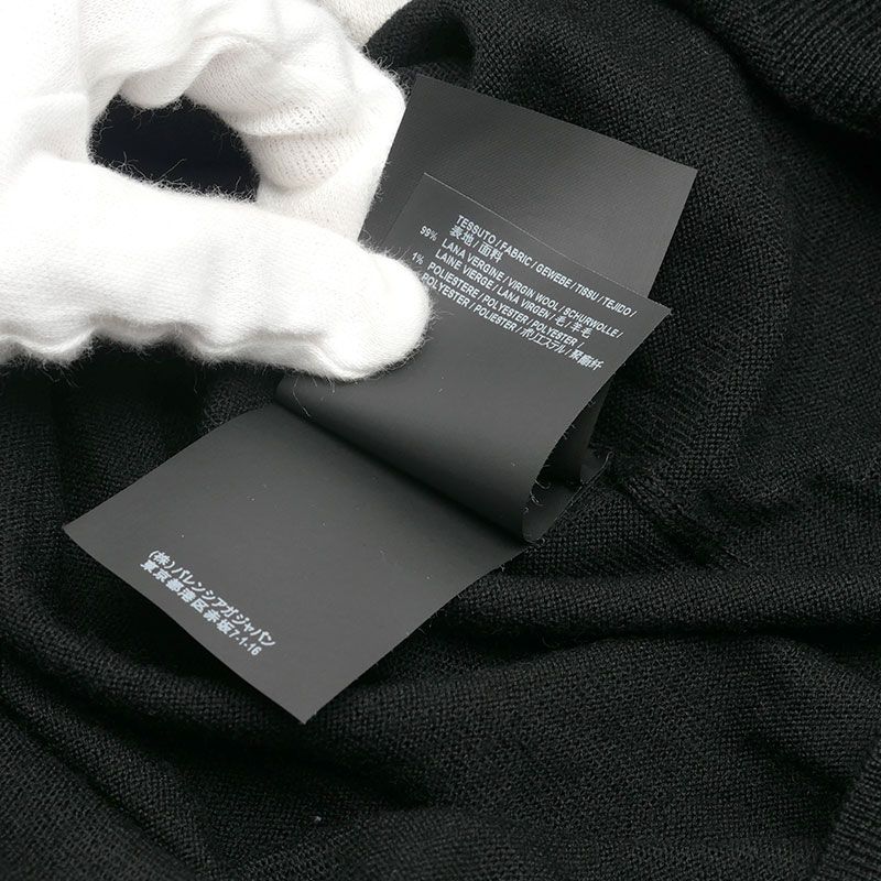 Balenciaga Back Logo Crew Neck Knit 534419 Size S Black