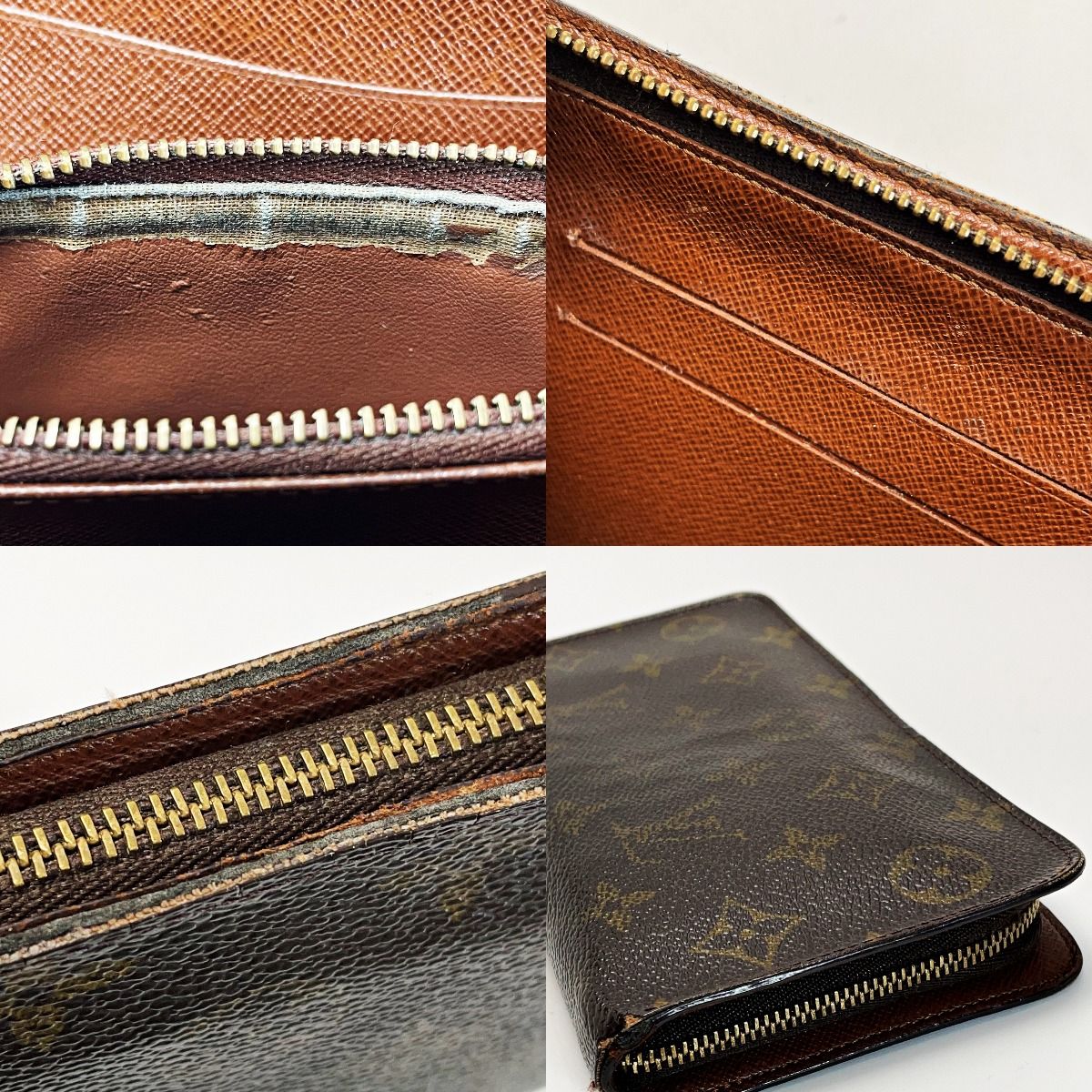 Louis Vuitton Monogram Porto Monet Zip M61727 Brown Long Wallet Ladies Gold