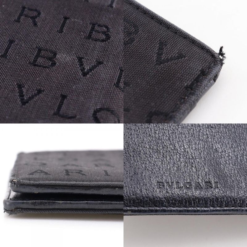 Bvlgari Logomania Wallet Canvas Black Men's Bifold Wallet