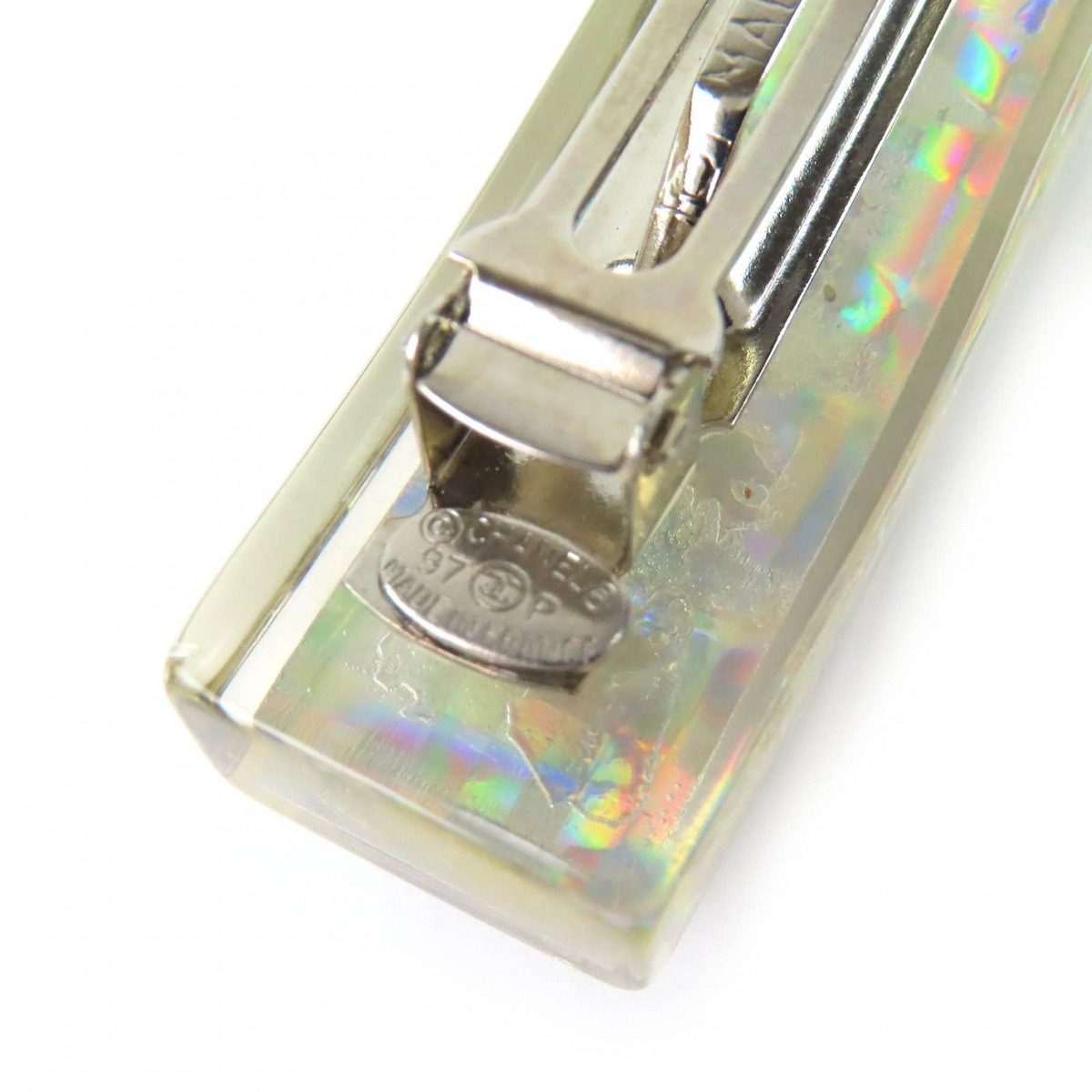 Chanel Hologram Prism Logo Barrette Hair Clip Clear — view 6