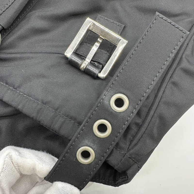 Prada Tote Handbag Black Nylon Tessuto Women Men Fashion Vintage