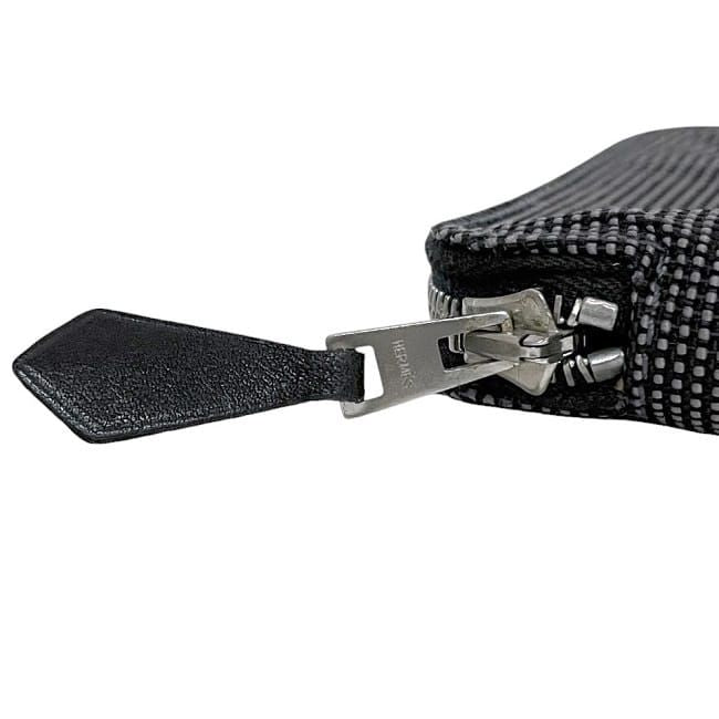 Hermes Bifold Wallet Gray Black Her Line Excellent Condition Canvas