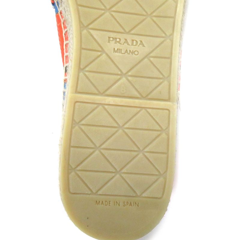 Prada 2de136 Stripe Triangle Logo Triangle Plate Espadrilles Slip-on Orange 8