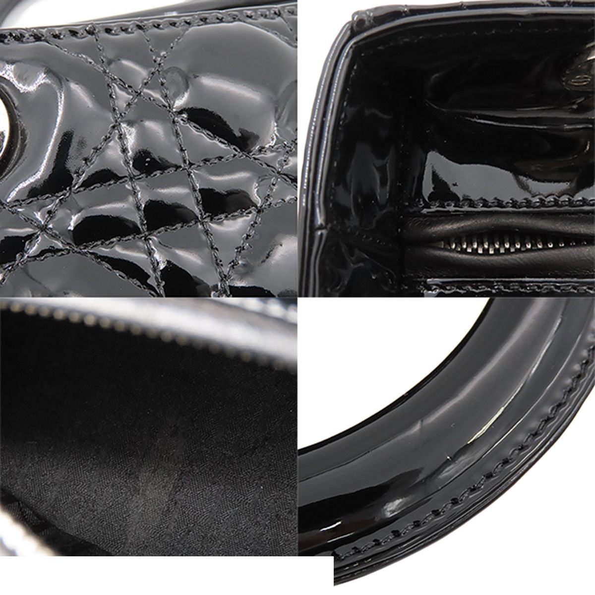 Dior Medium Cannage 2-Way Shoulder Bag Black Patent Leather — view 8