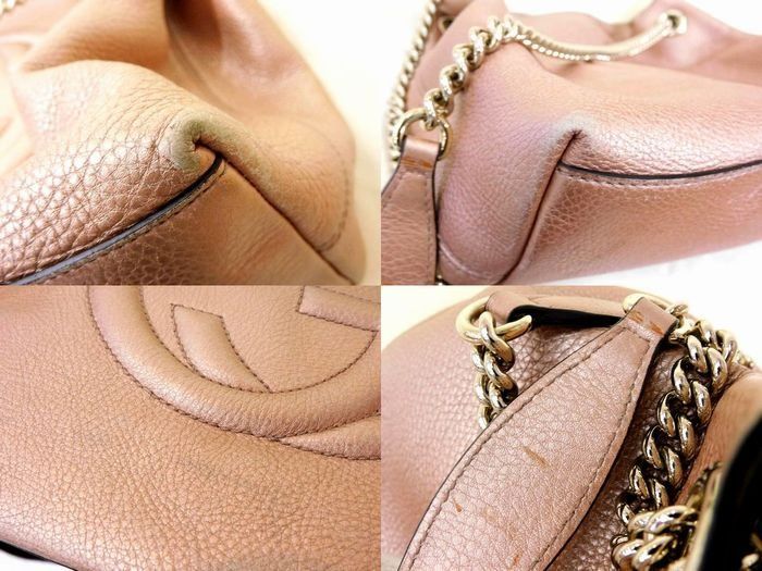 Gucci 308982 Shoulder Bag - Soho Interlocking G Pink Metallic Chain Bag Gucci