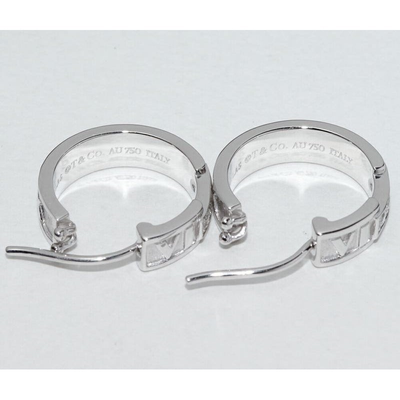 Tiffany & Co Earrings 18K White Gold Diamond 6 P Atlas Hoop — view 4