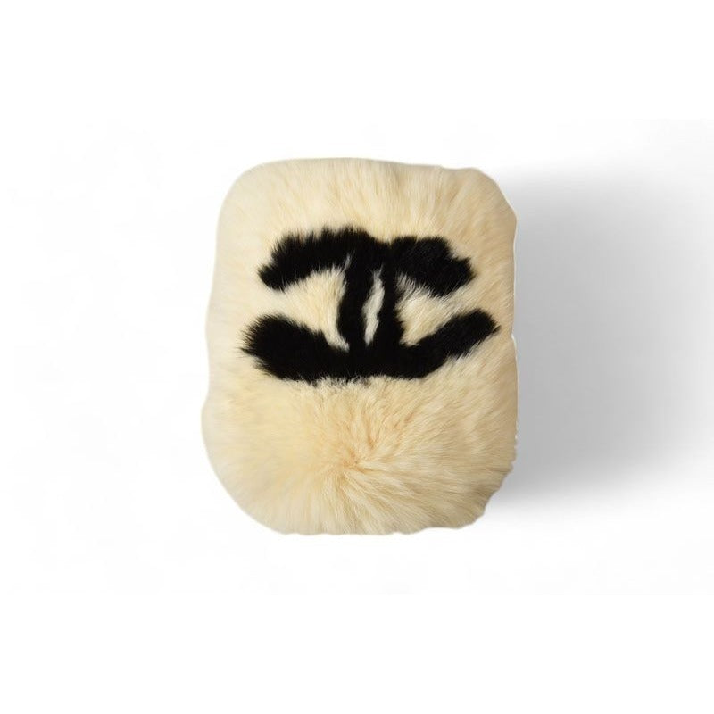 Chanel Bangle Rabbit Fur Coco Mark Cufflinks Bracelet Wristband — view 10
