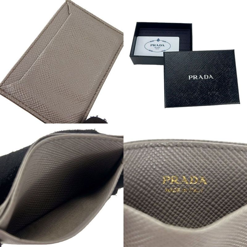 Prada Card Casespass Case 1mc208saffiano Grayleather Leatherbusinesssimple