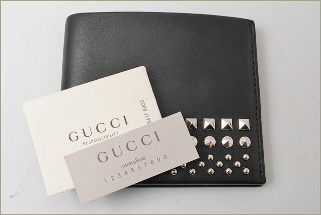 Gucci Wallet Gucci Fold Wallet Leather Studded Black 387455 Ap0qn 1000 Unused