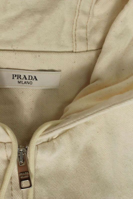 Prada 23SS Geb220 Triangle Logo Plate Cotton Hooded Vest Men's S